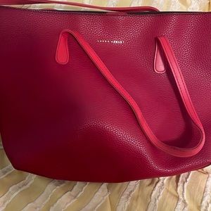 Laura Ashley red leather tote